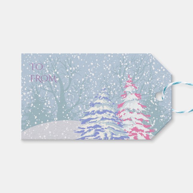 Moderne FARBE zum Schneebaum Geschenkanhänger (Vorderseite (Horizontal))