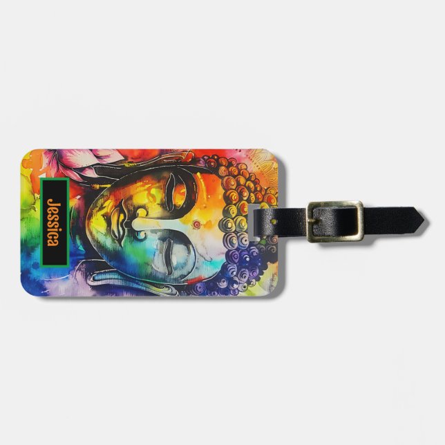 Moderne Farben Buddha Wasserfarbe Gepäckanhänger (Vorderseite horizontal)