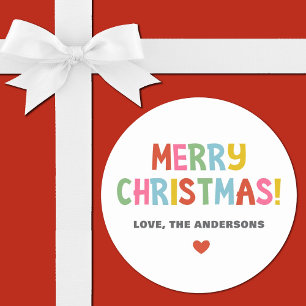 Moderne Farben frohe Weihnachten Runder Aufkleber