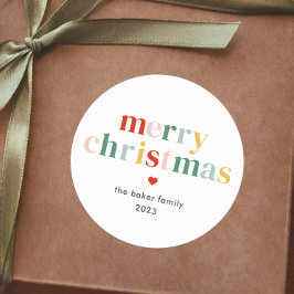 Moderne Farben frohe Weihnachten Runder Aufkleber