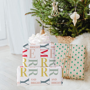 Moderne Farben fröhlich und hell   Happy Holidays Geschenkpapier