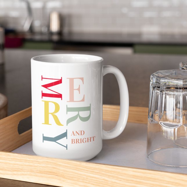 Moderne Farben fröhlich und hell | Happy Holidays Kaffeetasse (Von Creator hochgeladen)