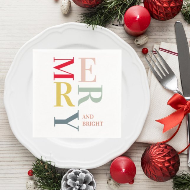 Moderne Farben fröhlich und hell | Happy Holidays Serviette (Von Creator hochgeladen)