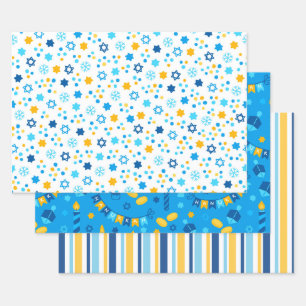 Moderne Farben in Hanukkah Geschenkpapier Set