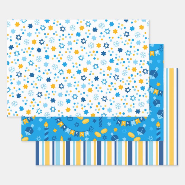 Moderne Farben in Hanukkah Geschenkpapier Set (Set)