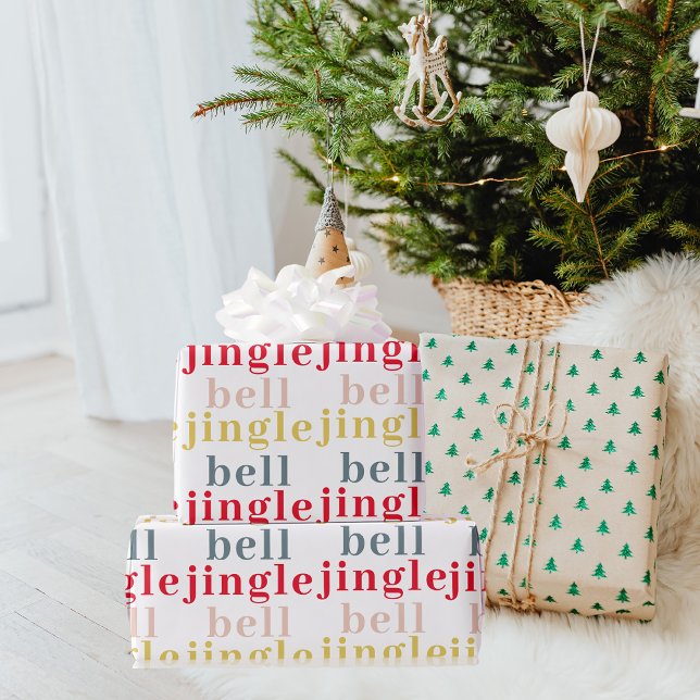 Moderne Farben Jingle Bell Jingle Bell Geschenkpapier (Von Creator hochgeladen)