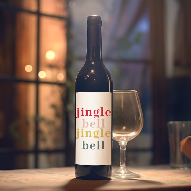 Moderne Farben Jingle Bell Jingle Bell Weinetikett (Von Creator hochgeladen)