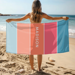 Moderne Farben Personalisiert Name Chic Strandtuch