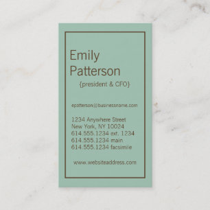 Moderne Farben:: Seafoam u. Brown-Visitenkarte Visitenkarte
