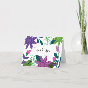 Moderne Farben und Blumen Dankeskarte