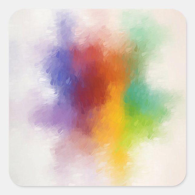 Moderne, farbenfrohe Abstrakte Kunstvorlage Quadratischer Aufkleber (Vorderseite)