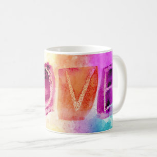 Moderne farbenfrohe abstrakte Liebe in Aquarell Kaffeetasse