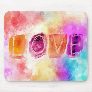 Moderne farbenfrohe abstrakte Liebe in Aquarell Mousepad
