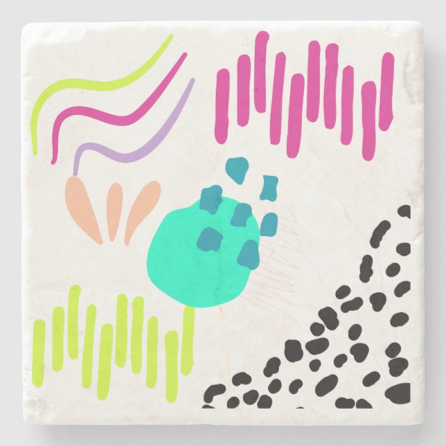 Moderne, farbenfrohe Abstrakte Muster. Steinuntersetzer (Vorderseite)
