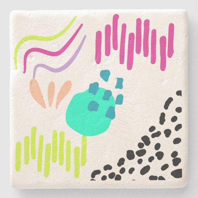 Moderne, farbenfrohe Abstrakte Muster. Steinuntersetzer (Vorderseite)