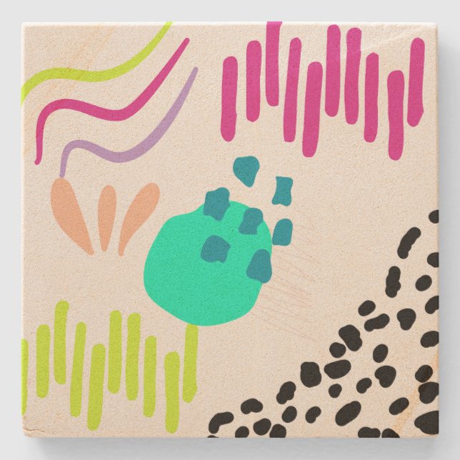 Moderne, farbenfrohe Abstrakte Muster. Steinuntersetzer (Vorderseite)