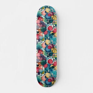 Moderne farbenfrohe abstrakte Wasserfarben-Muster Skateboard