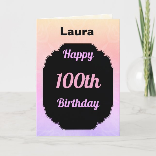 Moderne farbenfrohe Add name 100 th Birthday Karte (Vorderseite)