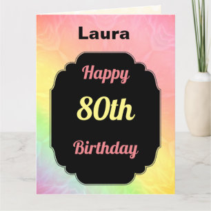 Moderne farbenfrohe Add name 80. Geburtstag Karte
