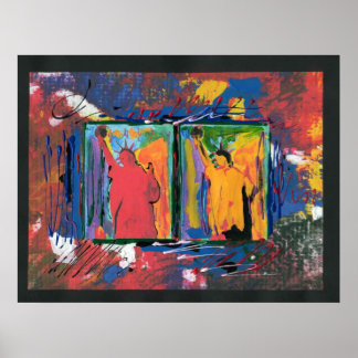 Moderne, farbenfrohe Aquarell 2 Freiheitsstatue Poster