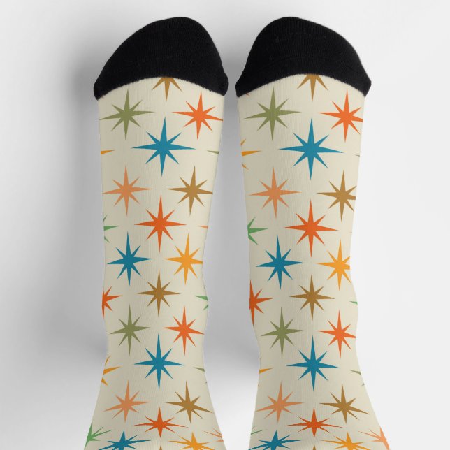 Moderne farbenfrohe atomare Sternenexplosionen Mit Socken (Oben)