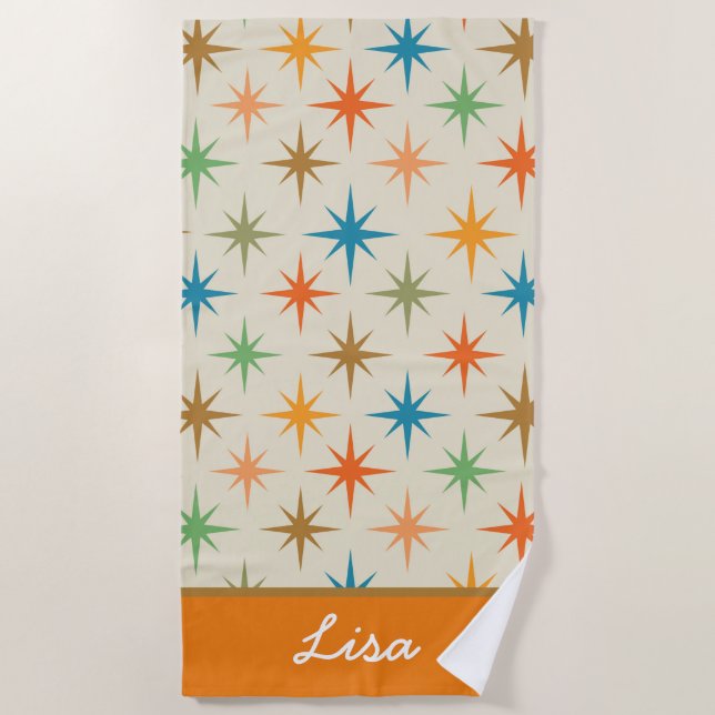 Moderne, farbenfrohe atomare Sternexplosion Name Strandtuch (Vorderseite)