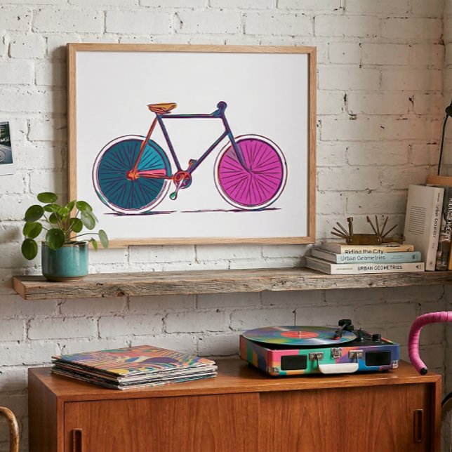 Moderne, farbenfrohe Bicycle Line Zeichn Poster (Von Creator hochgeladen)