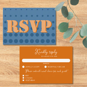 Moderne farbenfrohe blaue und orange geometrische  RSVP karte