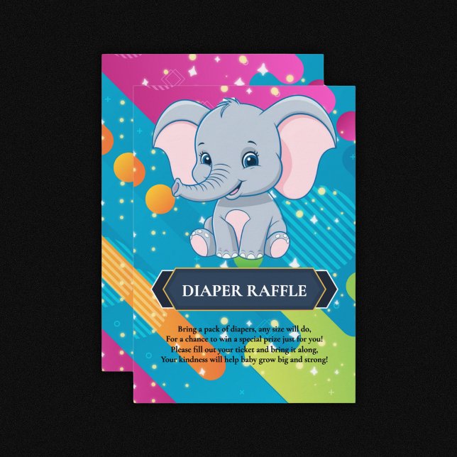 Moderne farbenfrohe Blue Elephant Baby Dusche Begleitkarte (Von Creator hochgeladen)