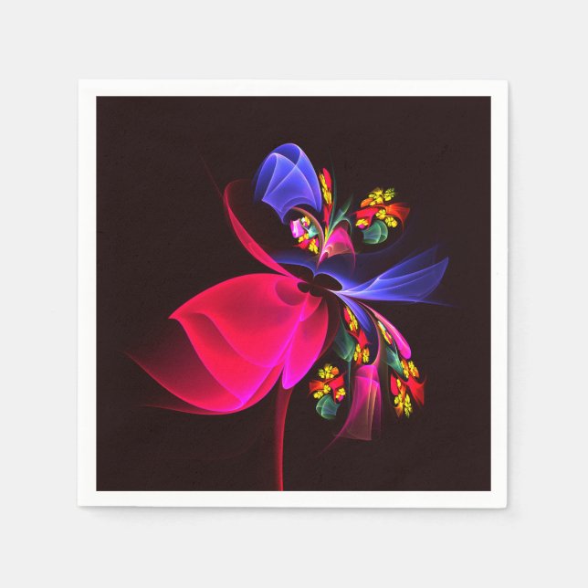 Moderne farbenfrohe Blumen Abstract Art Muster #06 Serviette (Vorderseite)
