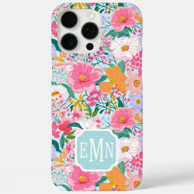 Moderne farbenfrohe Blumen-Garten-Monogramm  Case-Mate iPhone Hülle (Rückseite)