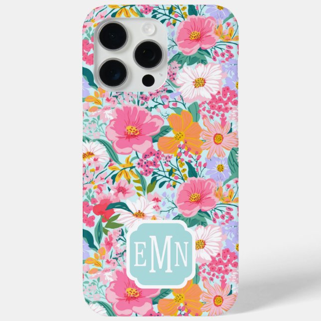 Moderne farbenfrohe Blumen-Garten-Monogramm  Case-Mate iPhone Hülle (Rückseite)