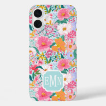 Moderne farbenfrohe Blumen-Garten-Monogramm-Schutz
