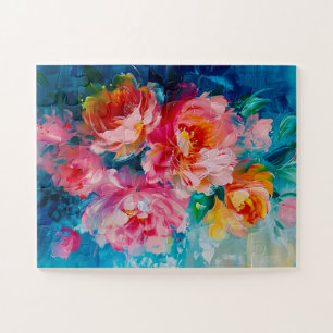Moderne farbenfrohe Blumenstrauß im abstrakten Sti Puzzle
