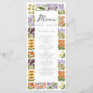 Moderne farbenfrohe Boho-Chic-Hochzeit Menükarte