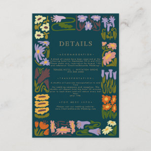 Moderne farbenfrohe Boho Chic Hochzeitdetails Begleitkarte
