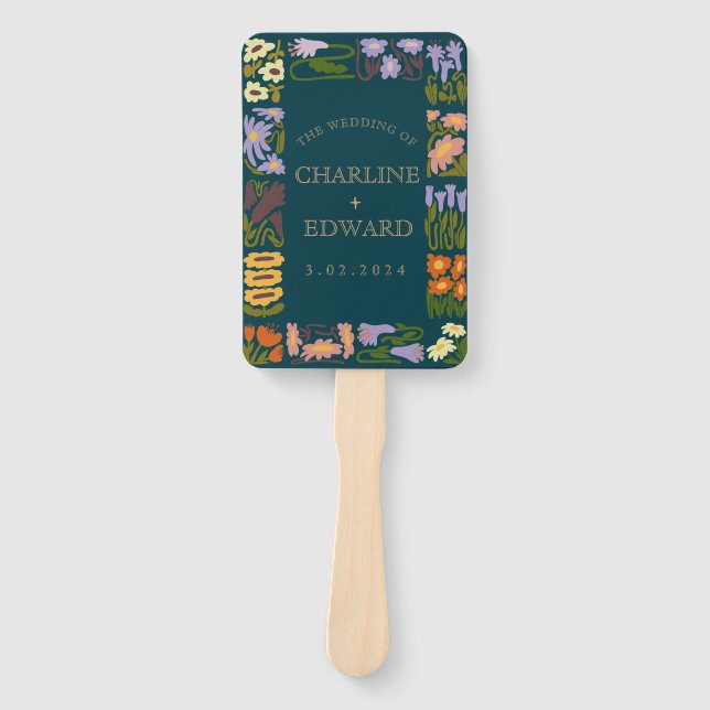 Moderne farbenfrohe Boho Chic Hochzeitsprogramme Fächer (Vorderseite)