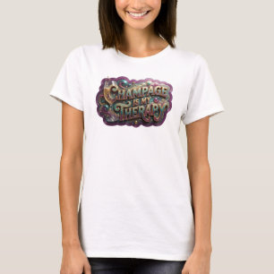 Moderne farbenfrohe CHAMPAGNER IST MEINE THERAPIE T-Shirt