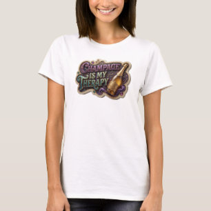 Moderne farbenfrohe CHAMPAGNER IST MEINE THERAPIE T-Shirt