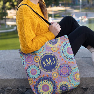 Moderne farbenfrohe chic Monogramm Mandala-Muster