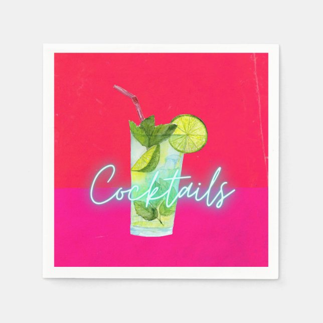 Moderne farbenfrohe Cocktails Bar Art  Serviette (Vorderseite)