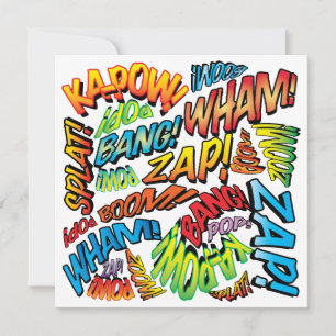 Moderne farbenfrohe Comic-Typografie Einladung