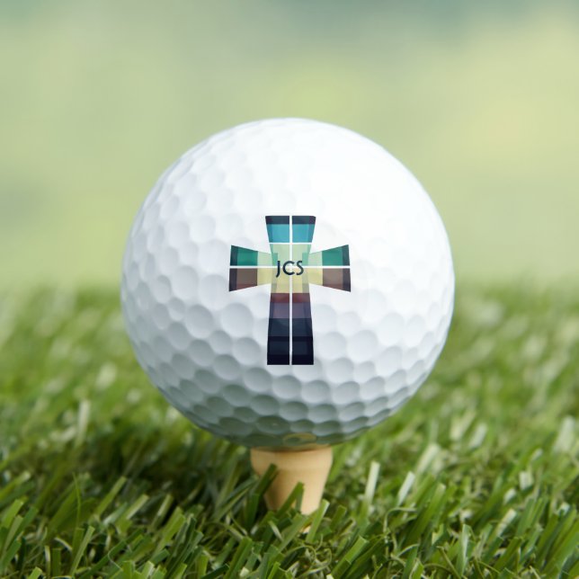 Moderne, farbenfrohe Cross Mit Monogramm Golf Ball (Insitu T-Shirt)