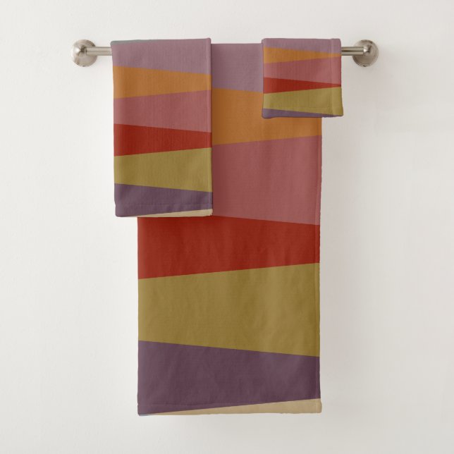 Moderne, farbenfrohe Dreiecke des Mittelalters Badhandtuch Set (Insitu)
