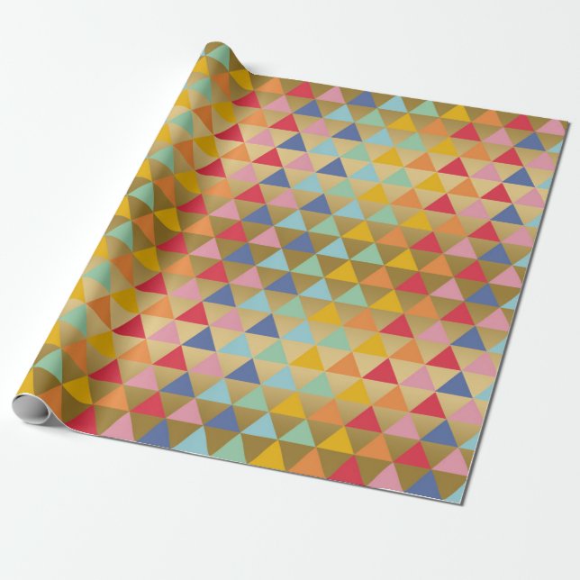Moderne farbenfrohe Dreiecke Muster Geschenkpapier (Ungerollt)