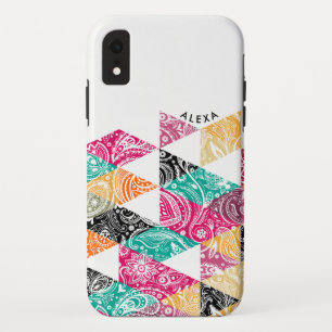 Moderne farbenfrohe Dreiecke und weißes Paisley-Ov Case-Mate iPhone Hülle