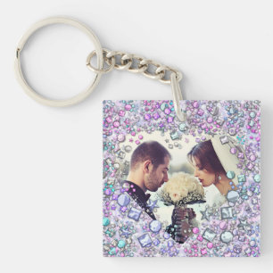 Moderne farbenfrohe Edelsteine Herz geformt Keepak Schlüsselanhänger