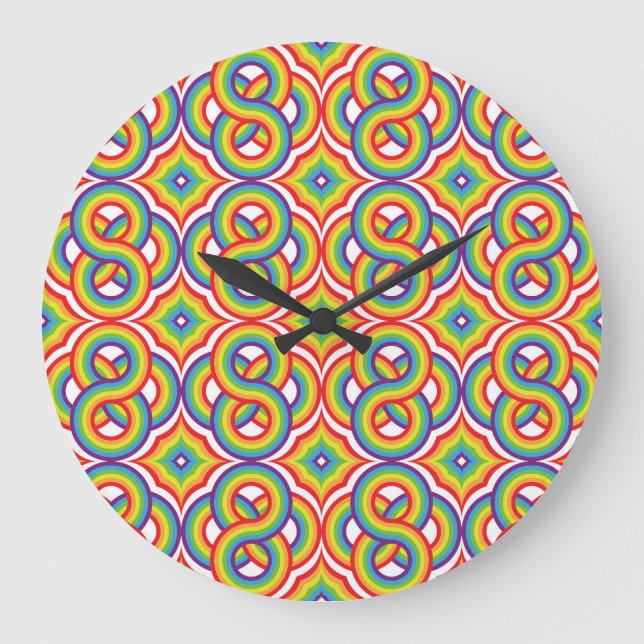 Moderne, farbenfrohe, einfache Batik-Motive Große Wanduhr (Vorderseite)