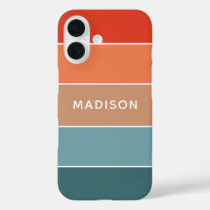 Moderne farbenfrohe Erdfarben-Colorblock-Personali iPhone 16 Hülle