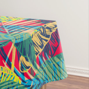 Moderne farbenfrohe exotische Blätter Tischdecke